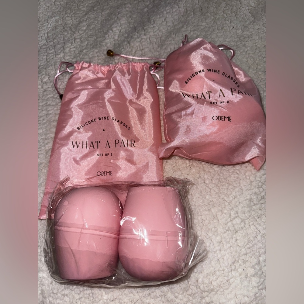 Odeme Blush Silicone Wine Glasses Duo